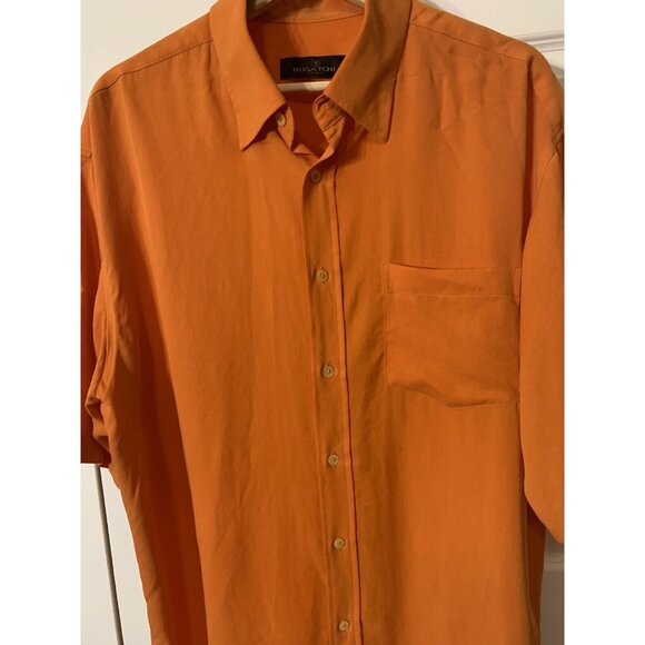 BUGATCHI UOMO‎ CASUAL SHIRT Men’s SIZE L CLASSIC FIT 100% Tencel Orange - Picture 3 of 6